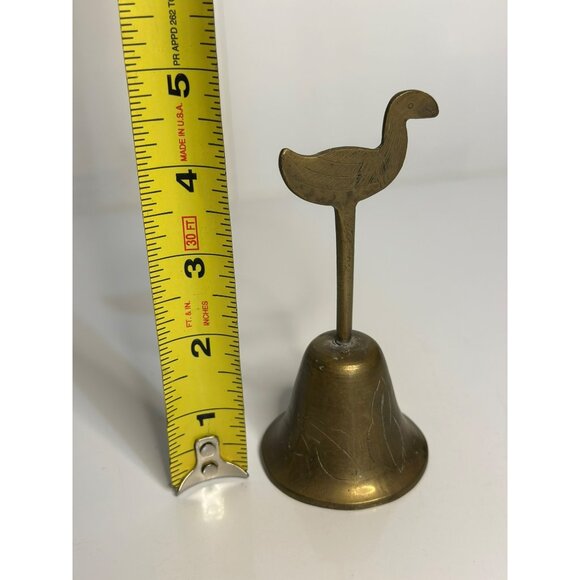 VTG Solid Brass Hand Bell – Flamingo Handle, Ornate Engraved Design, 5" Tall - Picture 5 of 5
